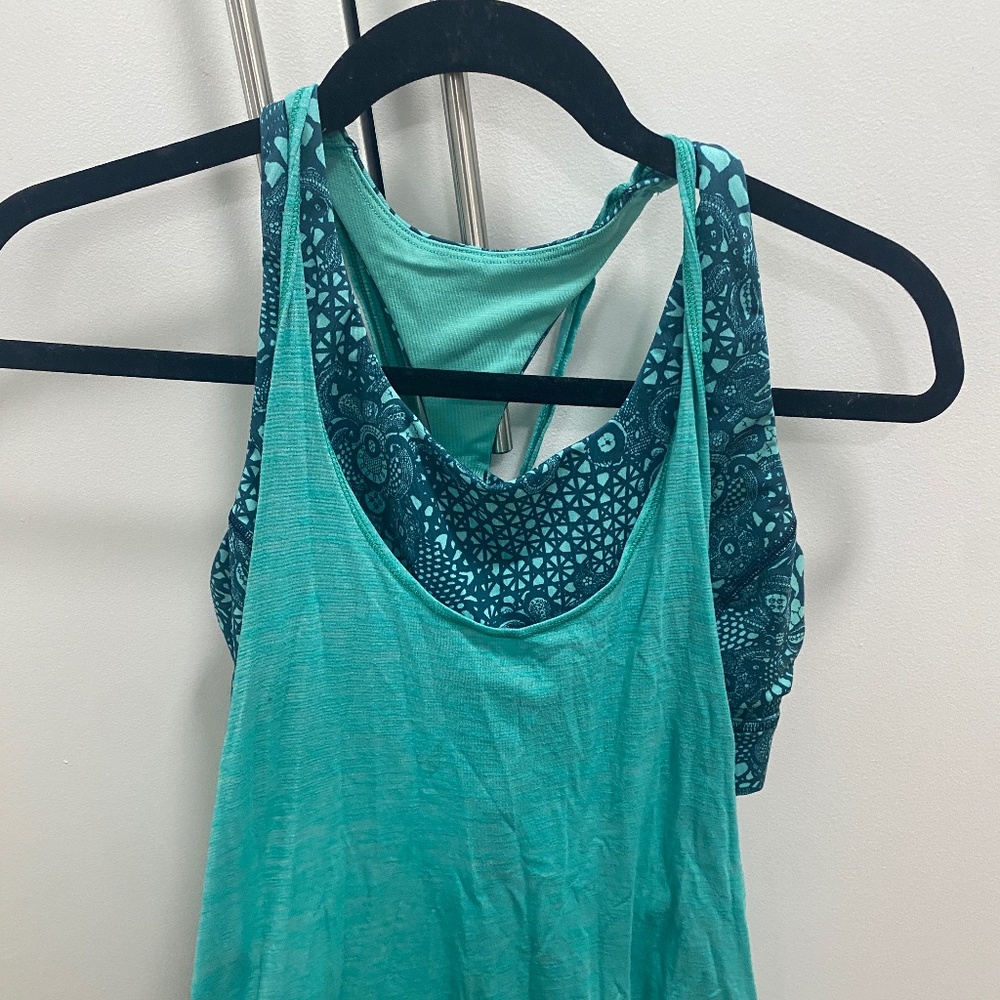 Aqua Blue Cross Back Lululemon Athletic Tank Top